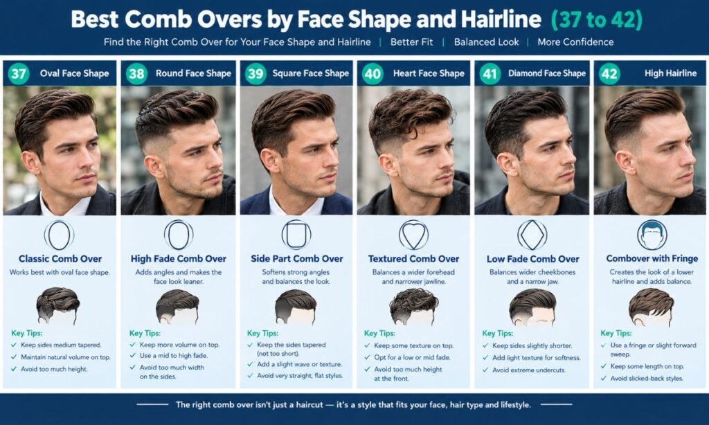 Best Comb Overs by Face Shape and Hairline (37 to 42)