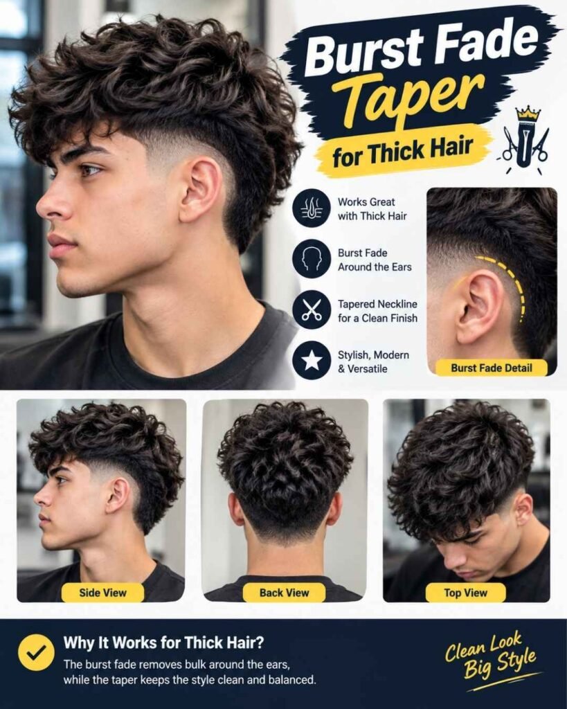 Burst Fade Taper for Thick Hair