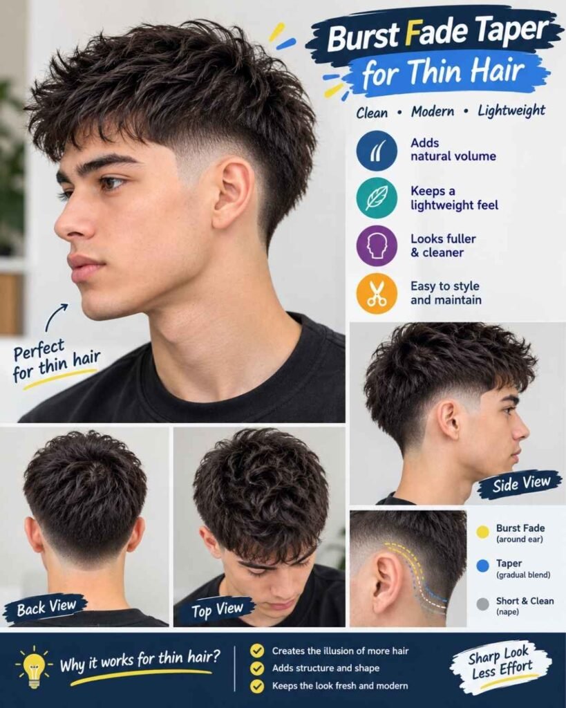Burst Fade Taper for Thin Hair