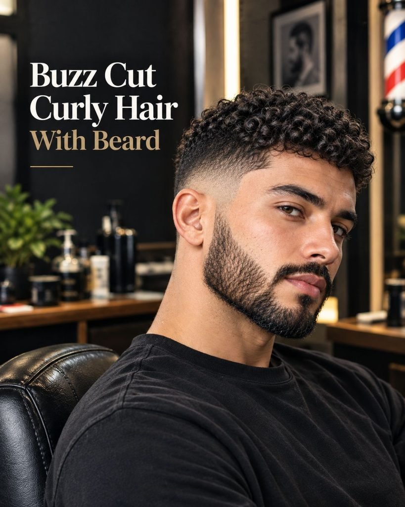 Buzz Cut Curly Hair With Beard