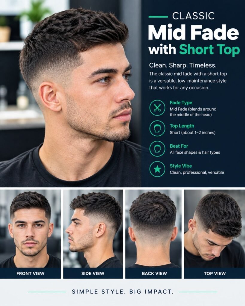 Classic Mid Fade with Short Top