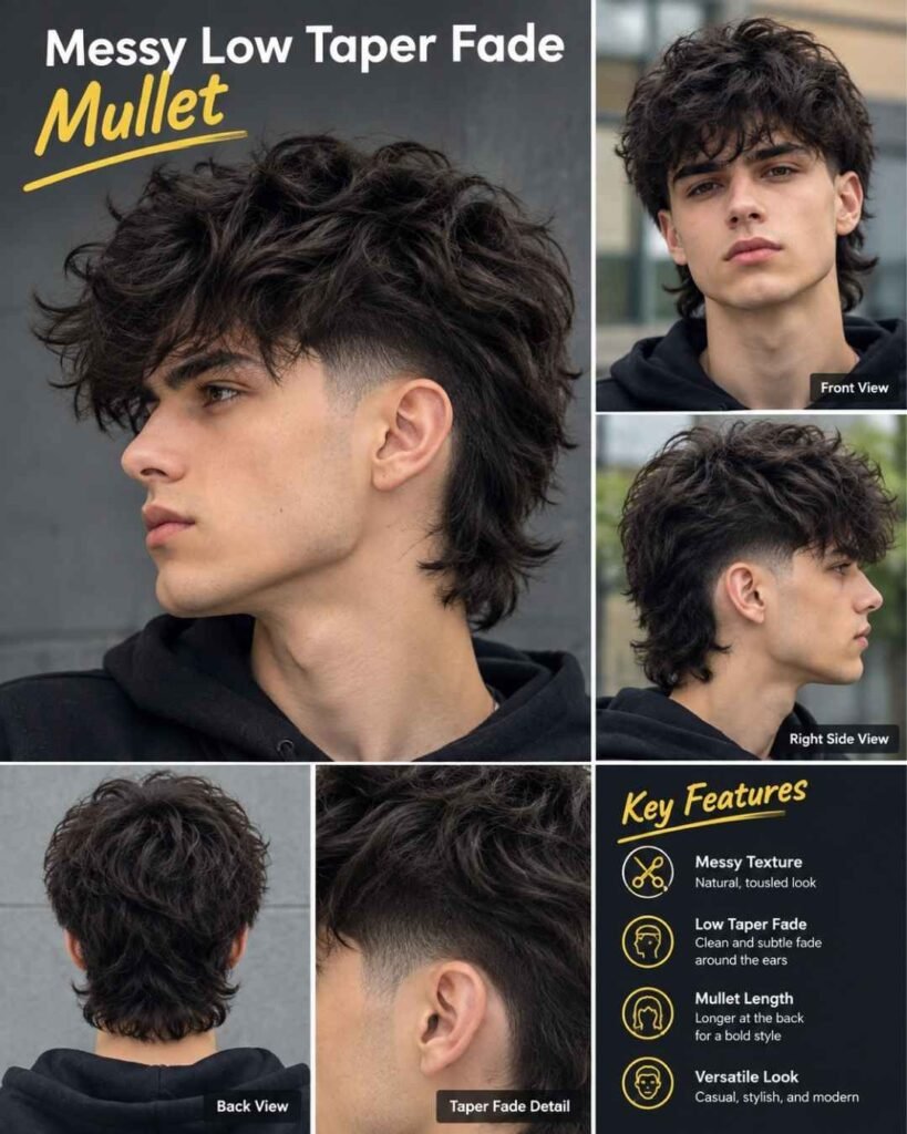 Messy Low Taper Fade Mullet
