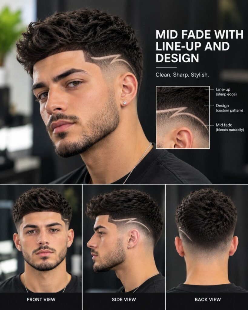 Mid Fade with Line-Up and Design