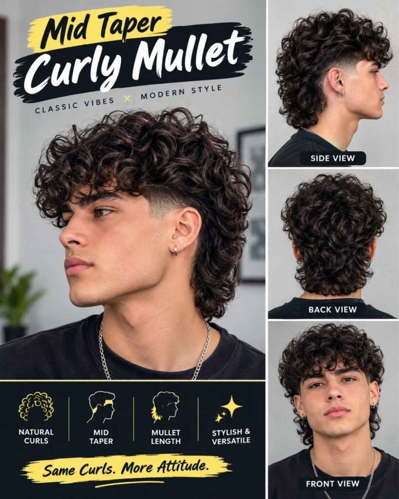 Mid Taper Curly Mullet