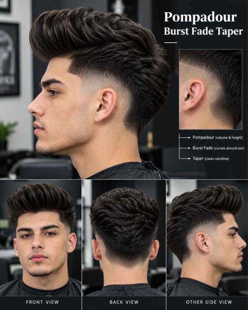 Pompadour Burst Fade Taper