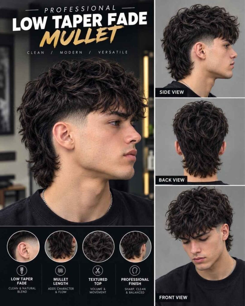 Professional Low Taper Fade Mullet