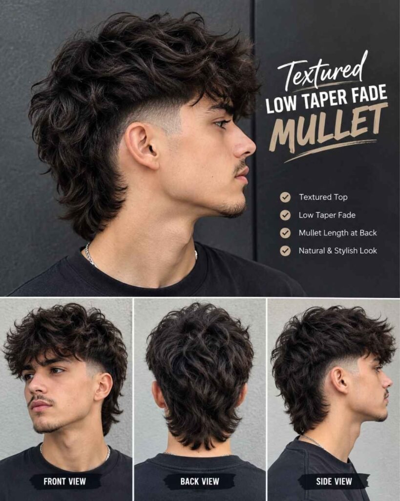 Textured Low Taper Fade Mullet