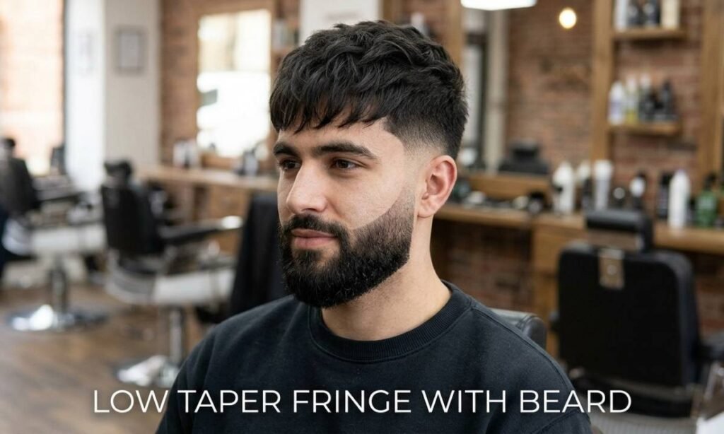 Low taper fringe with beard