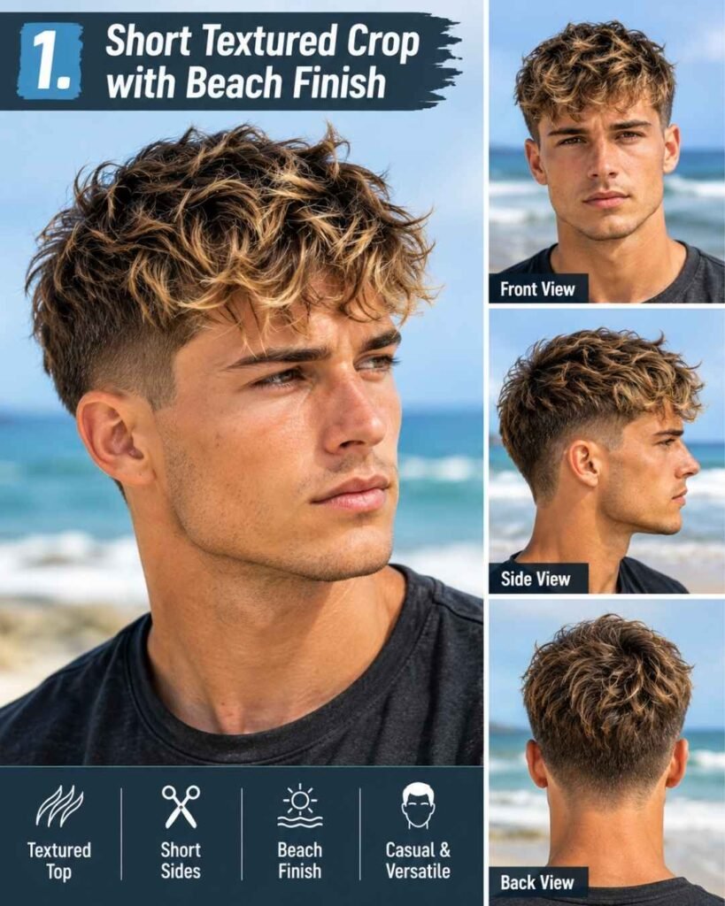 Short Textured Crop with Beach Finish