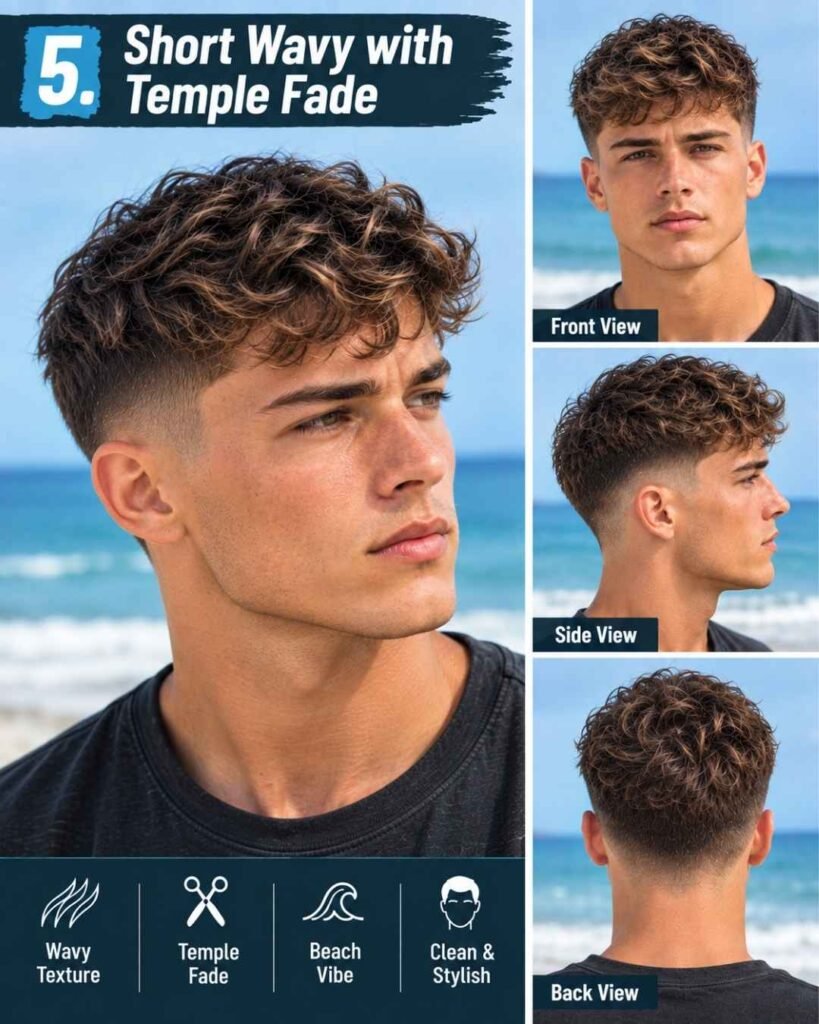 Short Wavy with Temple Fade