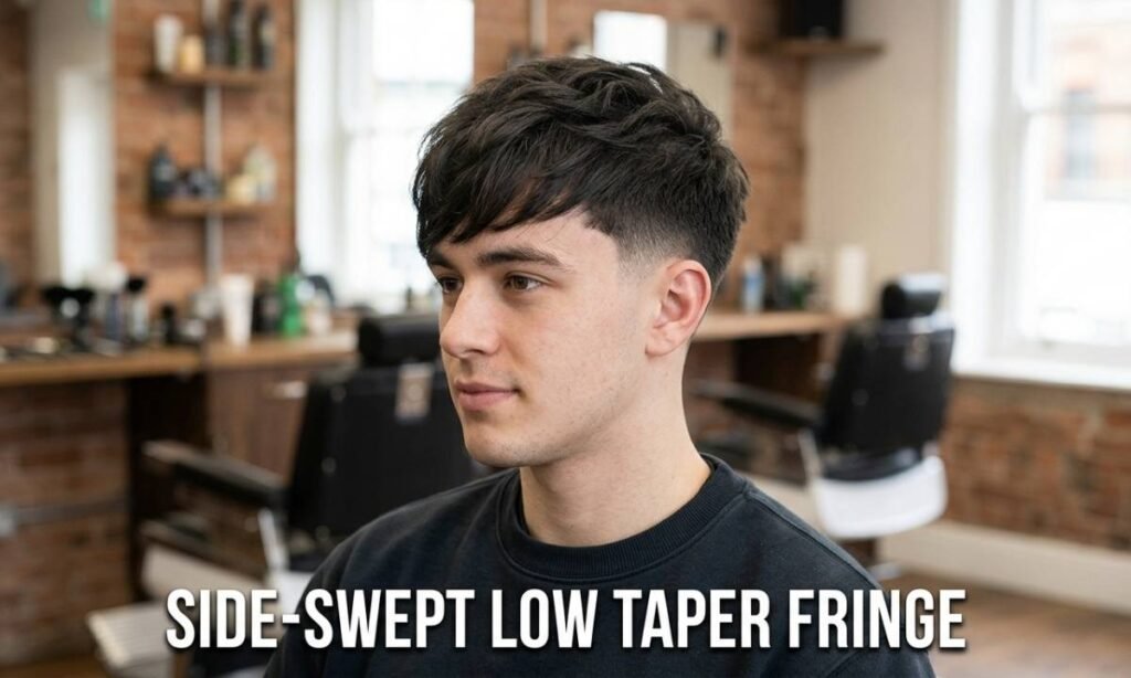 Side-swept low taper fringe